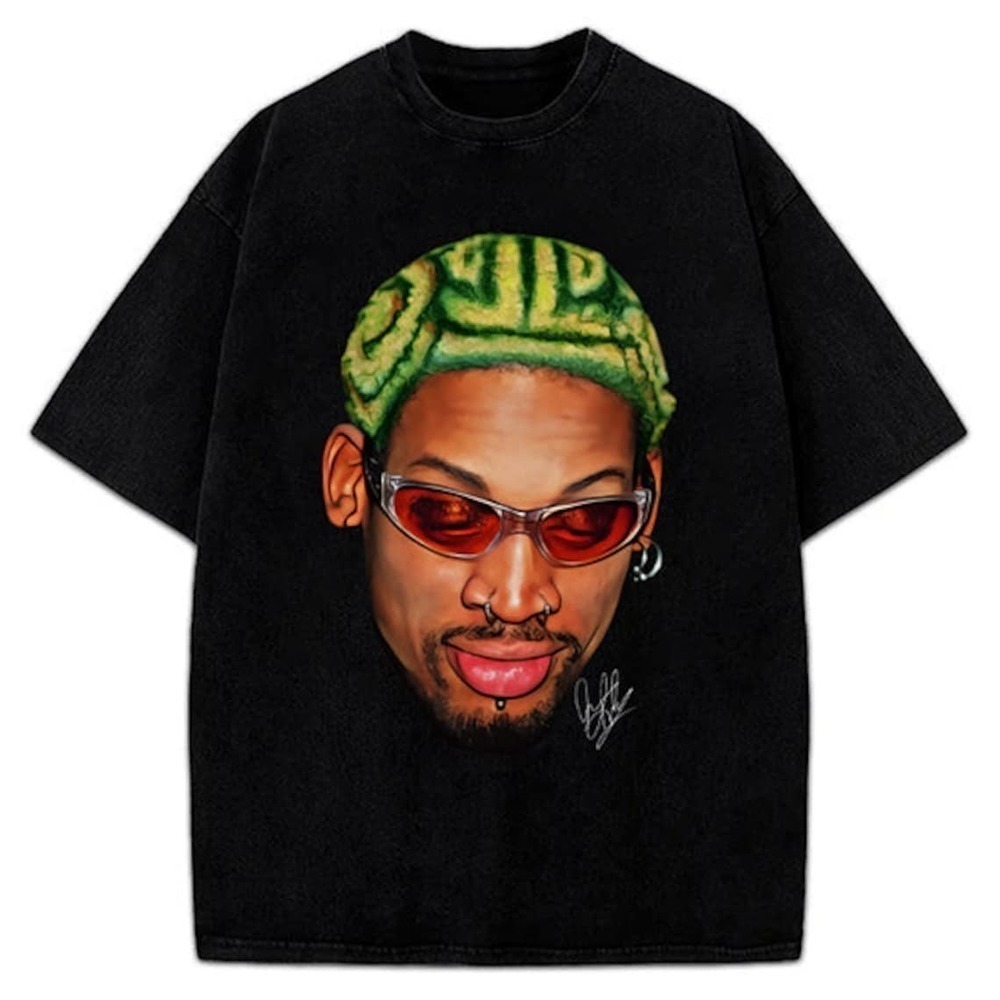 Dennis Rodman Zig Zag Green Hair Rodzilla Hollywood 90S Tshirt